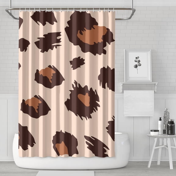 Beige and Brown Of Leopard Print Shower Curtain 72"x72" ,Bathroom Decorative Shower Curtains Set with 12 Hooks,Modern Waterproof Washable Shower Curtain
