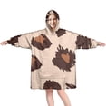 thumbnail image 1 of Beige and Brown Of Leopard Print Wearable Oversized Blanket,Wearable Blanket Hoodie for Adults,Cozy Hooded Blankets with Super Pockets,Super Warm Fuzzy Pullover for Women & Men, 1 of 6
