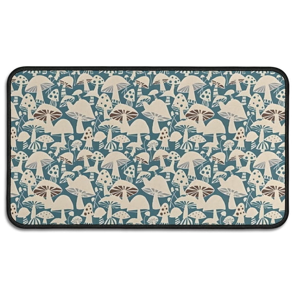 Beige Brown Mushroom Blue Pattern Door Rugs,Washable Non Slip Door Mats Indoor,Decorative Door Mats,Entry Mat Indoor for Entrance,Bedroom,Kitchen,Bathroom,30"x17"