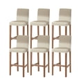 thumbnail image 1 of Beige Brown Ombre Bar Stool Covers Set of 6, Abstract Modern Art Gradient Stretch Washable Bar Chair Covers with Backs, Removable Pub Counter Height Chair Cover for Kitchen Dining Room Cafe, 1 of 7
