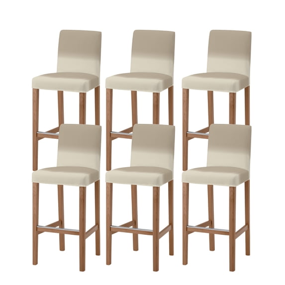 Beige Brown Ombre Bar Stool Covers Set of 6, Abstract Modern Art Gradient Stretch Washable Bar Chair Covers with Backs, Removable Pub Counter Height Chair Cover for Kitchen Dining Room Cafe