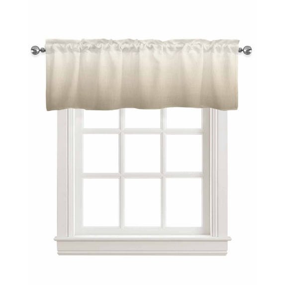 Beige Brown Ombre Kitchen Valances for Windows Farmhouse Linen Window Valance Curtain for Living Room Window Treatment Modern Abstract Art Gradient Aesthetics Valance Rod Pocket Topper, 54 x 18 Inch