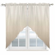 Beige Brown Ombre Kitchen Window Curtains, Swag Curtains Valance for Bedroom Living Room Bathroom, Modern Abstract Art Gradient Aesthetics Rod Pocket Window Curtain Block Drapes 2 Panels 28"x36"