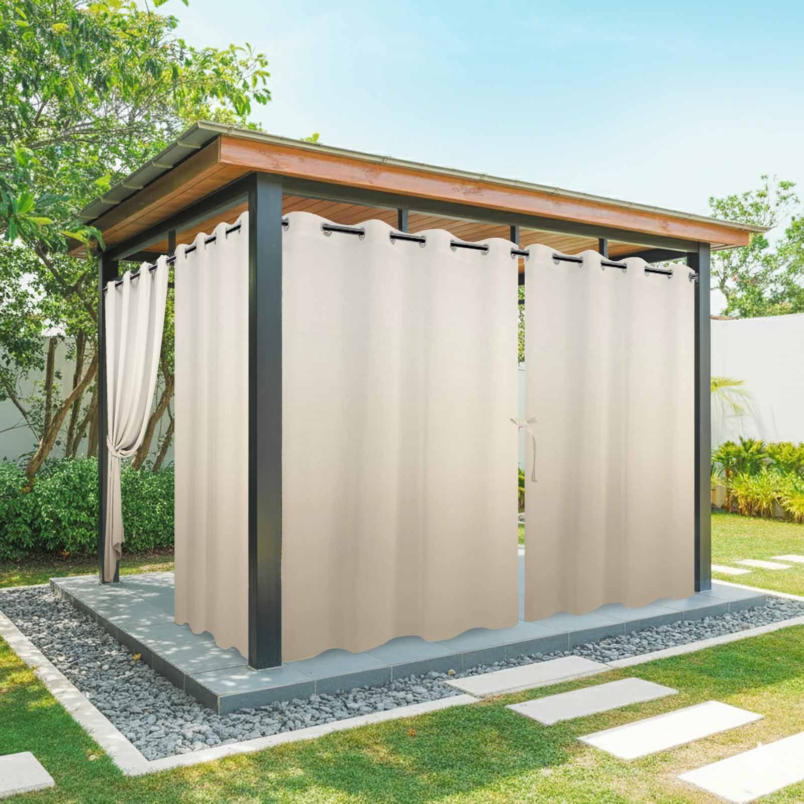 Beige Brown Ombre Outdoor Curtains for Patio Waterproof,Windproof Privacy Curtains with Weighted Bottom,Modern Abstract Art Gradient Aesthetics Outside Drapes for Picnic Garage Yard 54"x84" 1 Panel