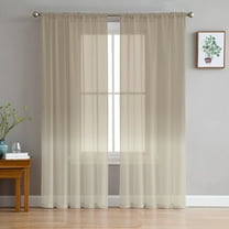Beige Brown Ombre Sheer Curtains 72 Inch Length 2 Panels Set for Living Room/Bedroom, Abstract Modern Art Gradient Semi Curtain Sheers Drapes Rod Pocket Curtains Window Treatment Set 52''x72''x2