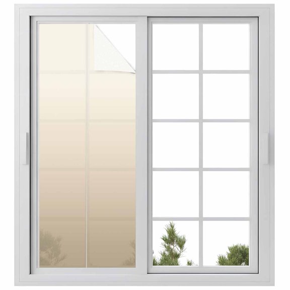 Beige Brown Ombre Window Privacy Film, Modern Abstract Art Gradient Aesthetics Static Cling UV Sun Blocking Heat Control Window Tint, Non-Adhesive One Way Windows Privacy Cover 23.6''x59''