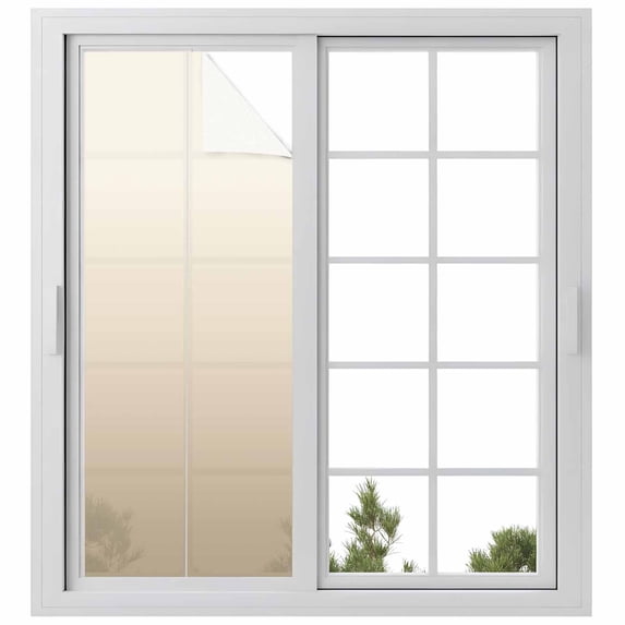 Beige Brown Ombre Window Privacy Film, Modern Abstract Art Gradient Aesthetics Static Cling UV Sun Blocking Heat Control Window Tint, Non-Adhesive One Way Windows Privacy Cover 29.5''x78.7''