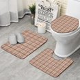 thumbnail image 1 of Beige Brown and Red Checkered Pattern Bathroom Rugs Sets 3 Piece,Toilet Cover Set,Absorbent Non Slip Bathroom Mats Sets with U-Shaped Contour Rug Toilet Rug Set, 1 of 5