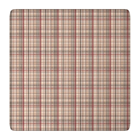 Beige Brown and Red Checkered Pattern Square Fitted Tablecloth with Elastic Edge,Square Table Cover,Washable Elastic Table Cover for Home Kitchen Party Decor 36"x36"