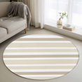 thumbnail image 1 of Beige Brown Round Living Room Rugs 3.3 ft, White Stripe Washable Area Rug with Non-Slip Sturdy Edge Binding Round Front Door Mat Floor Carpet for Entryway, 1 of 9