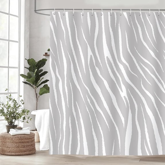 Beige Brown Shower Curtain Abstract Zebra Striped Shower Curtain for Bathroom Minimalist Art Paint Bathroom polyester Decor Fabric with Hooks 36"W x 72"L (Pack of 1)