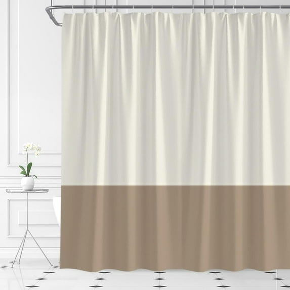 Beige Brown Shower Curtain Boho Vintage Color Block Mid Century Modern Simplicity Textured Bright Natural Fabric Home Bathroom Decor with Hooks(36" WX72 H)