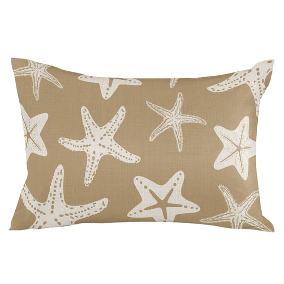 Beige Brown Starfish Coastal Throw Pillow Cover 16 x 24 Inch Decorative Pillow Cover Nautical Summer Ocean Abstract Art Lumbar Pillowcase Seasonal Rectangle Cushion Case for Couch Sofa Bedroom