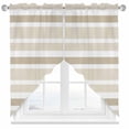 thumbnail image 1 of Beige Brown Swag Valances for Windows 2 Pack White Stripe Swag Kitchen Curtains 36 Inches Long Rod Pocket Short Window Treatment for Kitchen Bathroom 36"x36", 1 of 8