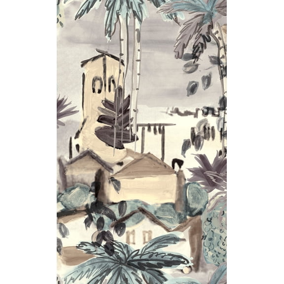 Beige & Brown Watercolor Painting Tropical Wallpaper R8130