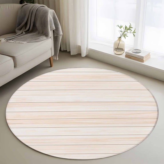 Beige Brown Wooden Grain Round Area Rug 3Ft Washable Small Circle Rugs for Kitchen Entryway, Modern Vintage Wooden Texture Non-Slip Carpet Floor Mats Indoor Outdoor Carpet Runner Aesthetic Home Decor