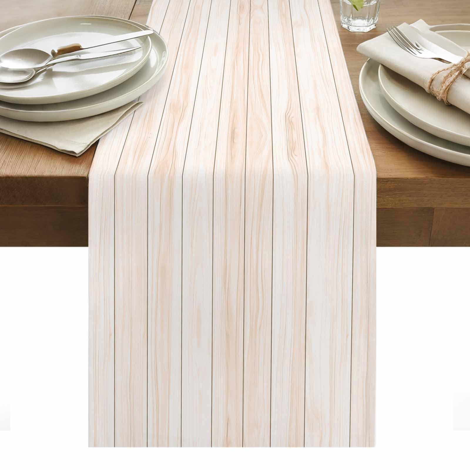 Beige Brown Wooden Grain Table Runner Modern Vintage Wooden Texture ...