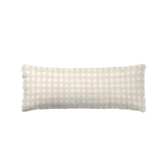 Beige Buffalo Check Body Pillow Cover 20 x 54 Inch Decorative Pillow Cover Farmhouse Boho Plaid Vintage Rustic Lumbar Pillowcase Seasonal Rectangle Cushion Case for Couch Sofa Bed Living Room