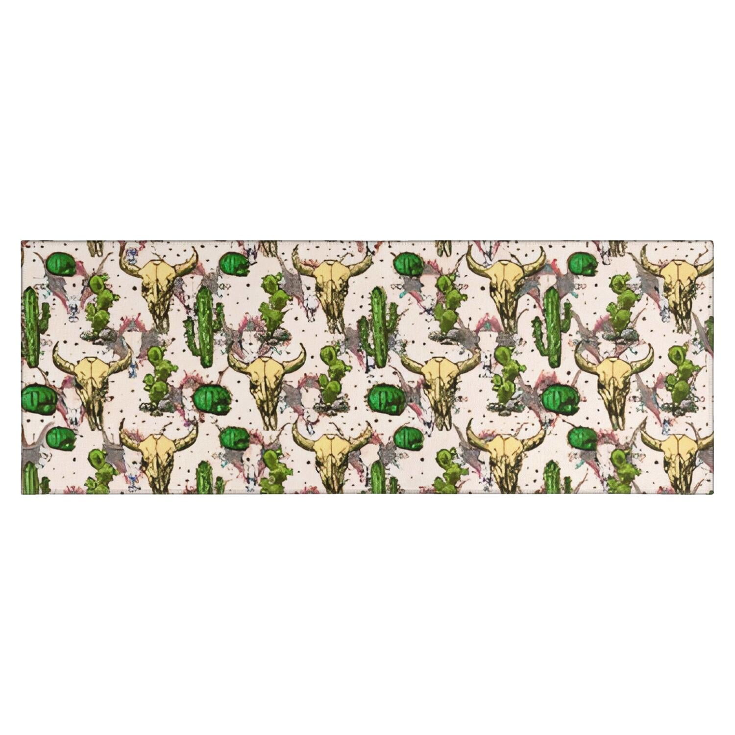 Beige Buffalo Skull Cactus Pattern Kitchen Rug Mat,Kitchen Runner Rugs ...