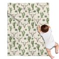 thumbnail image 1 of Beige Buffalo Skull Cactus Succulent Pattern Blanket,Comfortable Soft Flannel Throw Blanket,All Season,Warm Lightweight Blankets for Sofa Bed Couch Living Room Chair,30"x40", 1 of 4
