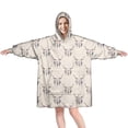 thumbnail image 1 of Beige Buffalo Skull Pattern Wearable Oversized Blanket,Wearable Blanket Hoodie for Adults,Cozy Hooded Blankets with Super Pockets,Super Warm Fuzzy Pullover for Women & Men, 1 of 6