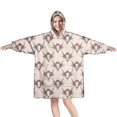 thumbnail image 1 of Beige Buffalo Skull Pattern Wearable Oversized Blanket,Wearable Blanket Hoodie for Adults,Cozy Hooded Blankets with Super Pockets,Super Warm Fuzzy Pullover for Women & Men, 1 of 6