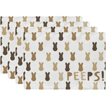 Beige Bunny Easter Placemats 12x18 Inch Set of 4 Peep Sign Spring Table mats Farmhouse Rustic Holiday Kitchen Dining Table Decoration for Indoor Outdoor Dinner Party Décor GP076