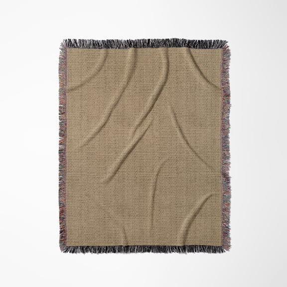 Beige Burlap Fabric Effect, Woven Blanket