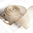 thumbnail image 1 of Beige Burlap Ribbon Wired 2 Inch Easter Ribbon Wrap DIY Bow for Valentine's Day Florist Door Wreaths Wedding Christmas Crafts Decoration Gift Box Packing Spring Summer Home Decor, 1 of 6