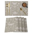 thumbnail image 1 of Beige Butterfly Botanical Placemats Set of 12 Summer Plants Line Art Place Mats Indoor Wipeable Table Mats Washable Cloth Dining Table Placemats for Kitchen Holiday Party Home Decor 13x19 Inch, 1 of 9