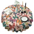 thumbnail image 1 of Beige Butterfly Colorful Pattern Round Tablecloth 60"x60",Wrinkle Wipeable Table Cloth for Kitchen Dining Room Picnic Patio Party, 1 of 6