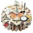 thumbnail image 1 of Beige Butterfly Moth Pattern Round Tablecloth 60"x60",Wrinkle Wipeable Table Cloth for Kitchen Dining Room Picnic Patio Party, 1 of 6