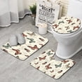 thumbnail image 1 of Beige Butterfly Pattern Bathroom Rugs Sets 3 Piece,Toilet Cover Set,Absorbent Non Slip Bathroom Mats Sets with U-Shaped Contour Rug Toilet Rug Set, 1 of 5
