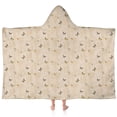 thumbnail image 1 of Beige Butterfly Pattern Hooded Bath Towel，60"x35" for Ages 3 To 12 Kids, Quick Dry Lightweight Soft Microfiber Hood Beach Towel Cover Up for Kids, 1 of 7