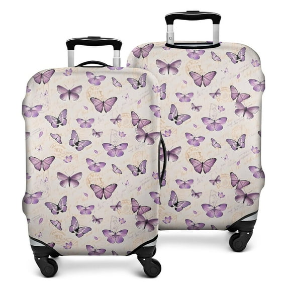 Beige Butterfly Pattern Luggage Cover Fashion Suitcase Cover Baggage Covers Fit 25-28 Inch Luggage (Go Travel)