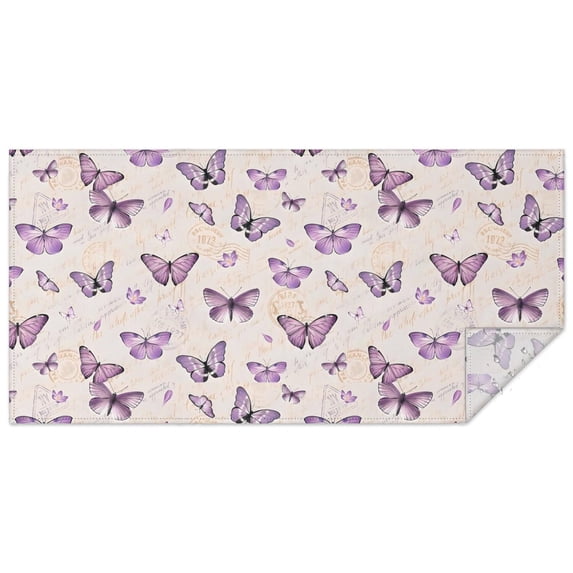 Beige Butterfly Pattern Rectangle Tablecloth 60"x120",Waterproof Polyester Rectangle Table Cloth, Wipeable Spillproof Polyester Tablecloth for Dining, Camping, Indoor and Outdoor