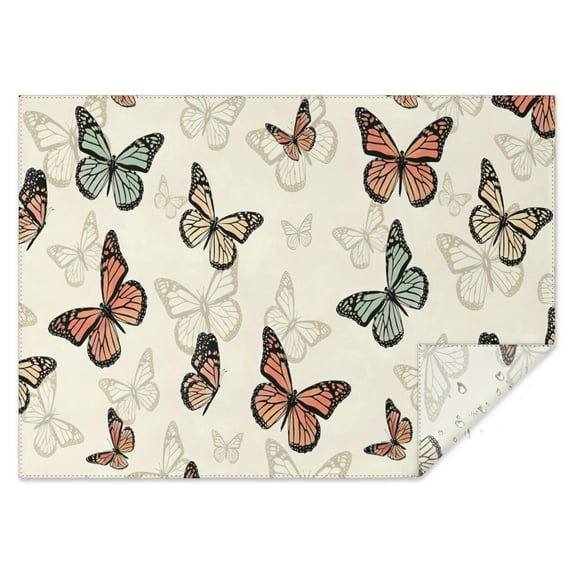 Beige Butterfly Pattern Rectangle Tablecloth 60"x84",Waterproof Polyester Rectangle Table Cloth, Wipeable Spillproof Polyester Tablecloth for Dining, Camping, Indoor and Outdoor