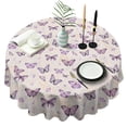 thumbnail image 1 of Beige Butterfly Pattern Round Tablecloth 60"x60",Wrinkle Wipeable Table Cloth for Kitchen Dining Room Picnic Patio Party, 1 of 6