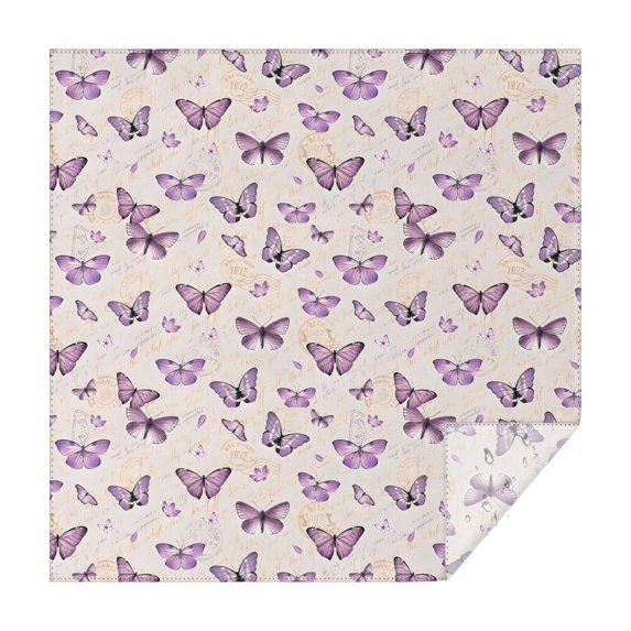 Beige Butterfly Pattern Square Tablecloth,Waterproof Square Table Cover,Wipeable Spillproof Washable Table Cover for Home Kitchen Party Decor 52"x52"(132x132cm)