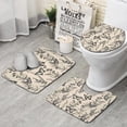 thumbnail image 1 of Beige Butterfly Plant Pattern Bathroom Rugs Sets 3 Piece,Toilet Cover Set,Absorbent Non Slip Bathroom Mats Sets with U-Shaped Contour Rug Toilet Rug Set, 1 of 5