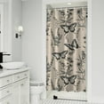 thumbnail image 1 of Beige Butterfly Plant Pattern Shower Curtain 36"x72" ,Bathroom Decorative Shower Curtains Set with 12 Hooks,Modern Waterproof Washable Shower Curtain, 1 of 6