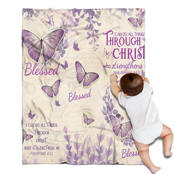 Beige Butterfly Text Pattern Blanket,Comfortable Soft Flannel Throw Blanket,All Season,Warm Lightweight Blankets for Sofa Bed Couch Living Room Chair,30"x40"