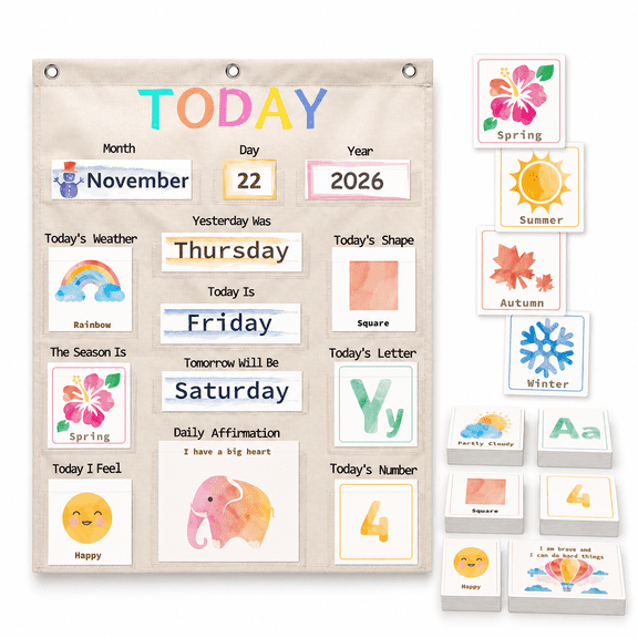 Beige Calendar Pocket Chart Homeschool Learning Activity