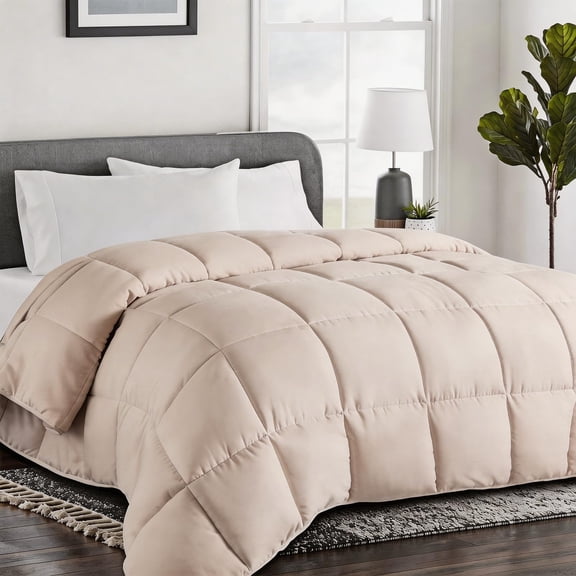 Beige California King All-Season Quilted Down Alternative Comforter