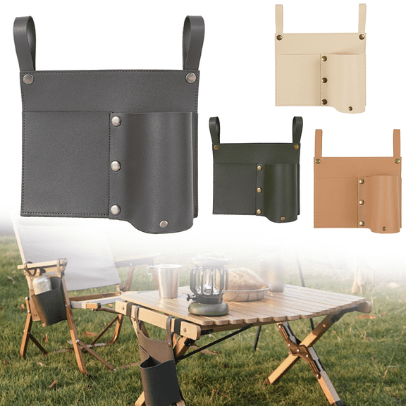 Beige Camping Armrest Storage Bag, Car Seat Hanging Bag with 3 Pockets, Side Hanging Bag for Bedside/Outdoor/Beach/Camping