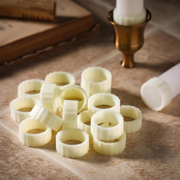 Beige Candle Holder Rings,Pack of 12 Durable Candle Base Stabiliser for Weddings,QZS Portable Festivals Decor for Indoor and Outdoor