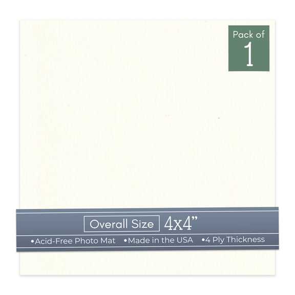 Beige Canvas 4x4 Inch Uncut Art Mat Board - No Opening - 1 Mat
