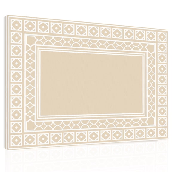 Beige Canvas Print Wall Art, Boho Diamond Pattern Border Rustic Southwestern Wall Decor Modern Artwork Paintings Pictures for Living Room Framed and Stretched Ready to Hang 16" x 20"