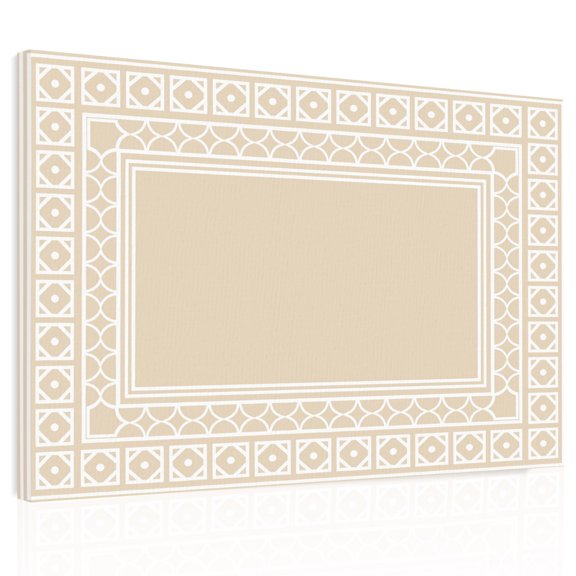 Beige Canvas Print Wall Art, Boho Diamond Pattern Border Rustic Southwestern Wall Decor Modern Artwork Paintings Pictures for Living Room Framed and Stretched Ready to Hang 24" x 32"