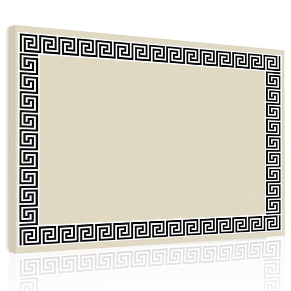 Beige Canvas Print Wall Art, Greek Chinese Style Border Geometric Wall Decor Modern Artwork Paintings Pictures for Living Room Framed and Stretched Ready to Hang, 12" x 16"